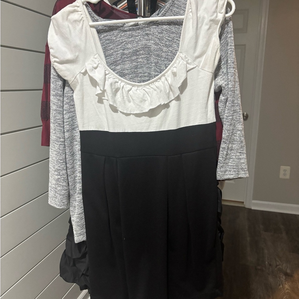 Black and White Ruffle Dress